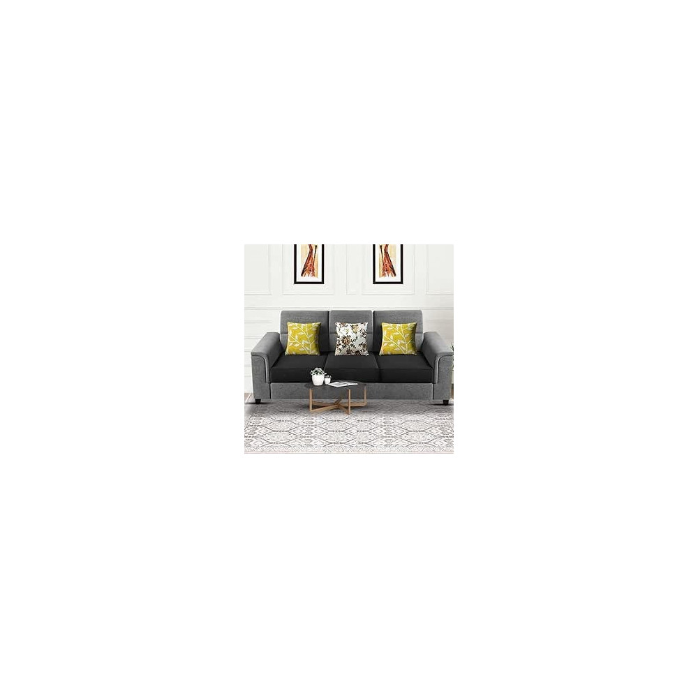 Raj Furniture 3 Seater Sofa Set For Living Room, Black/Grey