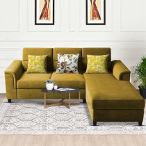 Raj Furniture 4 Seater L Shape Sofa Set For Living Room, Yellow