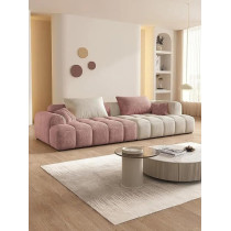 Raj Furniture Living Room Sofa Woobly Design, Pink And Off-White
