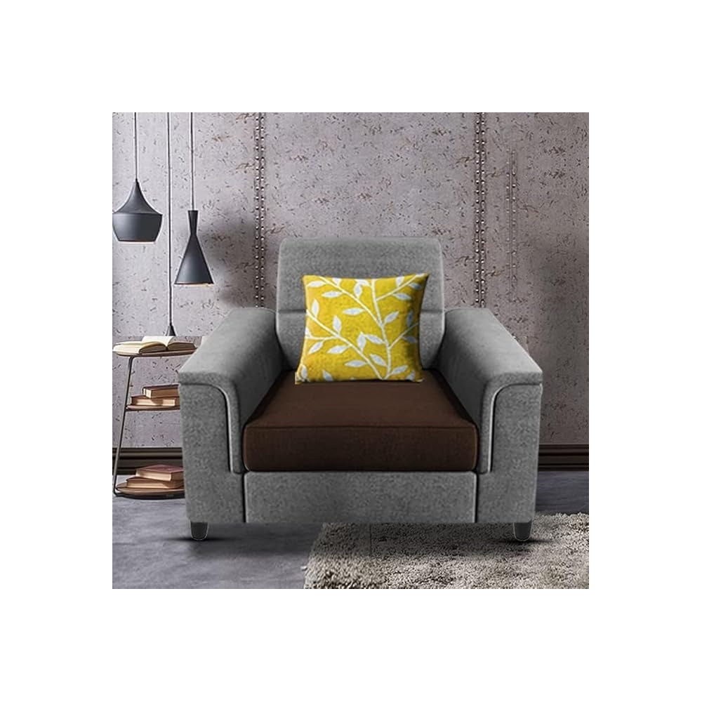 Raj Furniture Single Seater Sofa For Living Room, Brown/Grey