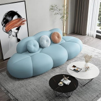 Ripple Furniture Contemporary Armless Sofa Wool Cloud Stylish Living Room Sofa, Light Blue