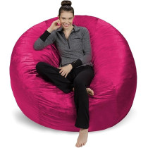 Sofa Sack Plush Ultra Soft Bean Bags Chairs For Kids, Teens, Adults Memory Foam Beanless Bag Chair With Microsuede Cover, Foam Filled Furniture For Dorm Room, Magenta