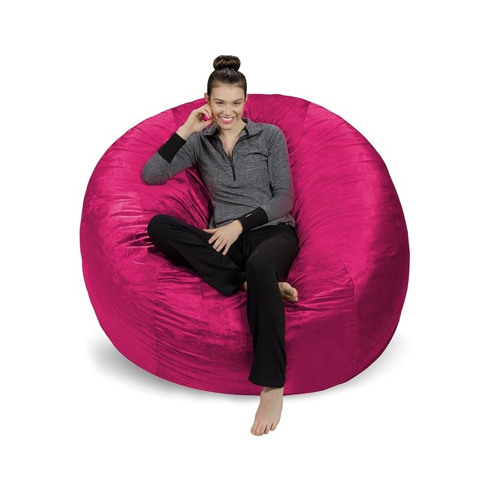 Sofa Sack Plush Ultra Soft Bean Bags Chairs For Kids, Teens, Adults Memory Foam Beanless Bag Chair With Microsuede Cover, Foam Filled Furniture For Dorm Room, Magenta