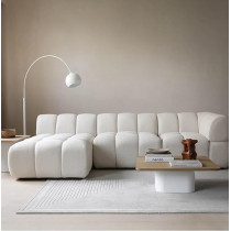 Ripple Furniture Lamb Wool Living Room Sectional Modular L-Shape Sofa, White