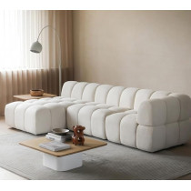 Ripple Furniture Lamb Wool Living Room Sectional Modular L-Shape Sofa, White