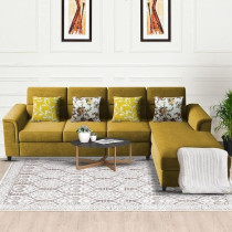Raj Furniture Harmony 6-Seater L-Shape Sofa Set For Living Room, Yellow