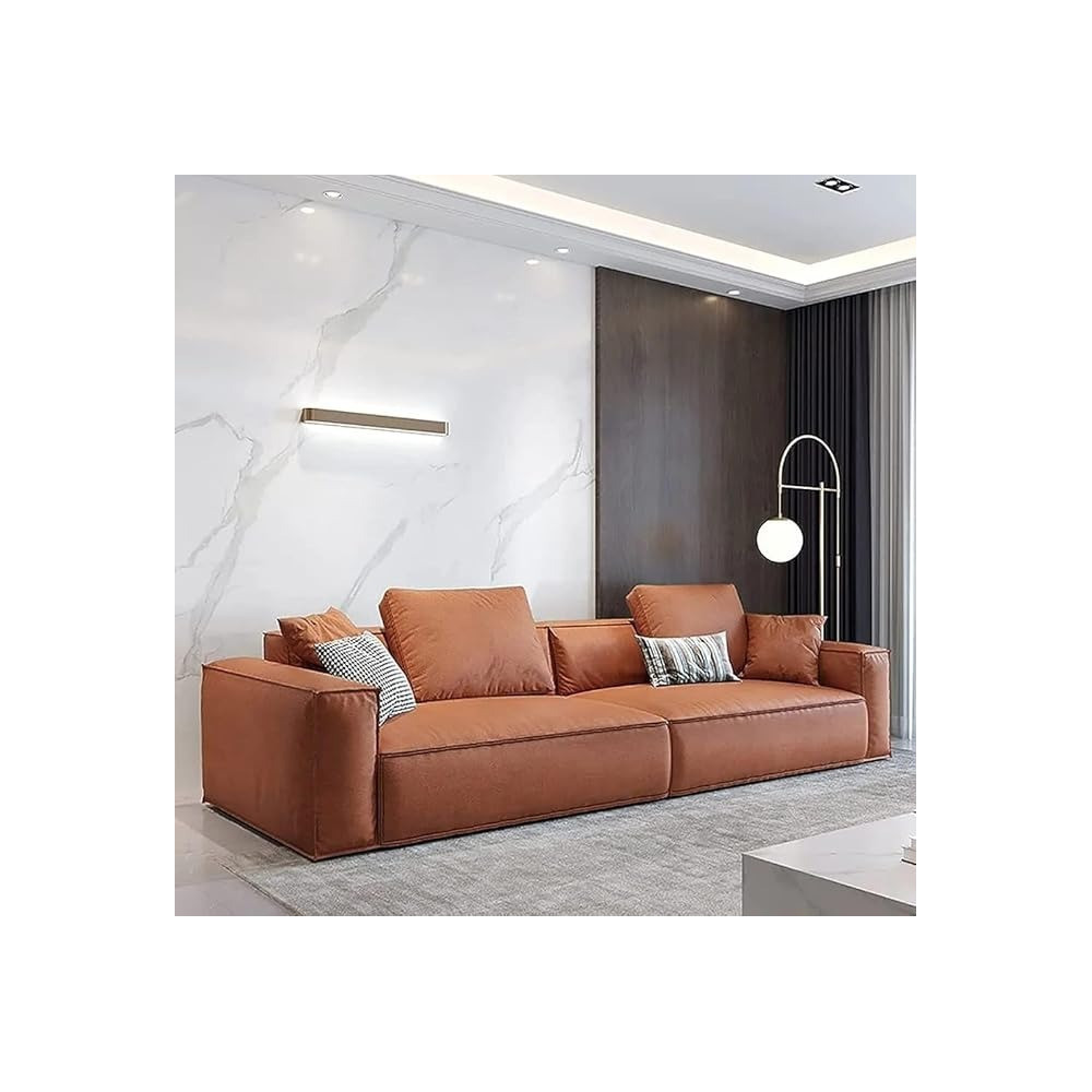 Raj Furniture Premium Leather Living Room Sofa, Orange