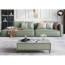 Raj Furniture Italian Minimalist Straight Row Fabric Luxury Living Room Sofa, Olive Green