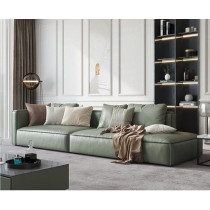 Raj Furniture Italian Minimalist Straight Row Fabric Luxury Living Room Sofa, Olive Green