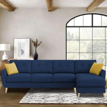 Ripple Furniture Luxury, 6 Seater, L Shape Sofa Set For Living Room In Premium Fabric, Rhs, Blue