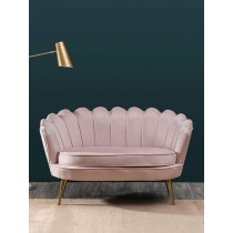 Raj Furniture Two Seater Flower Chair, Mettle Legs, Velvet, Pink