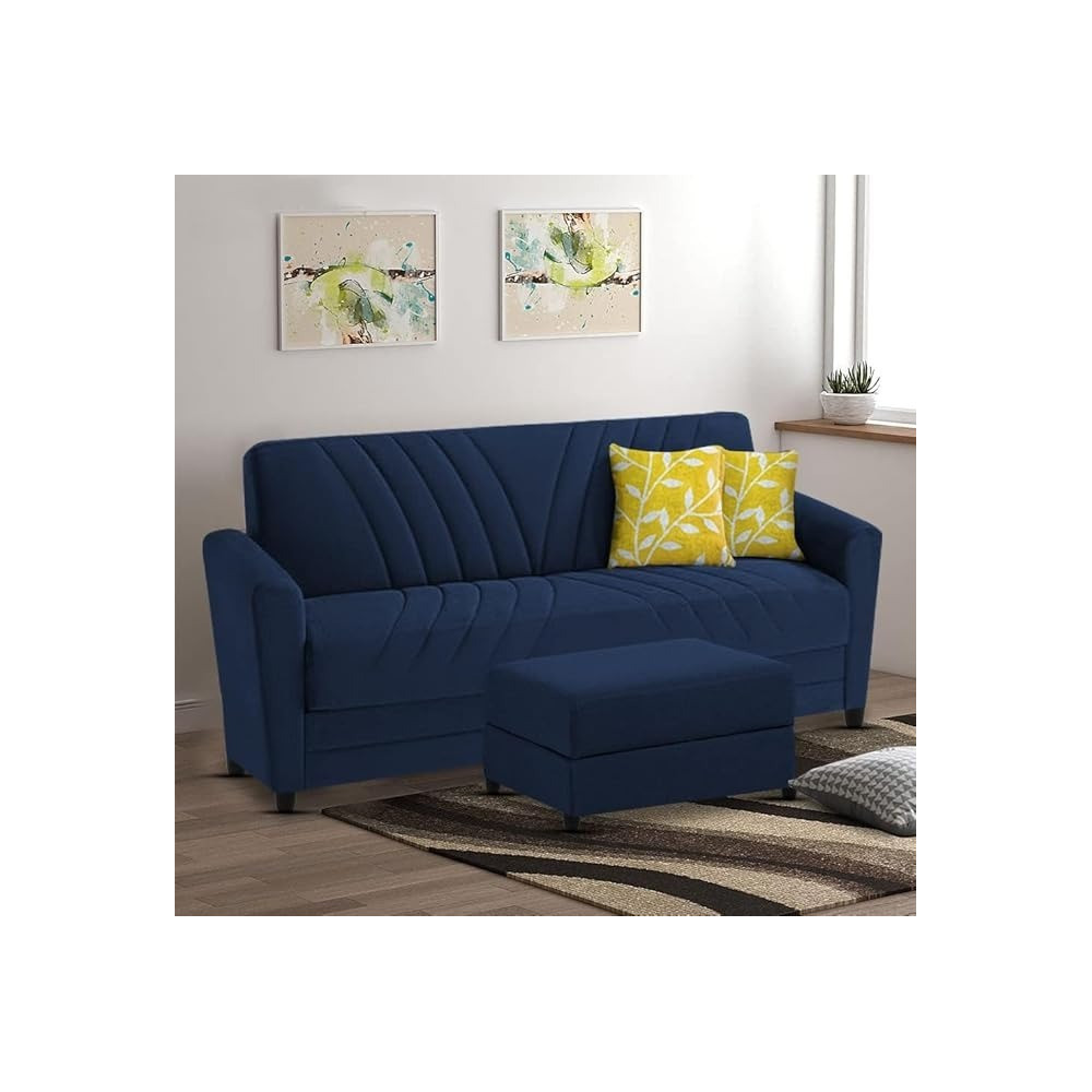 Ripple Furniture Elegance Essence 3 Seater Sofa Set With Ottoman, Blue