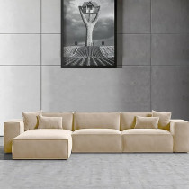 Ripple Furniture L-Shape Modern Style Luxury Home Couch, Right, Beige