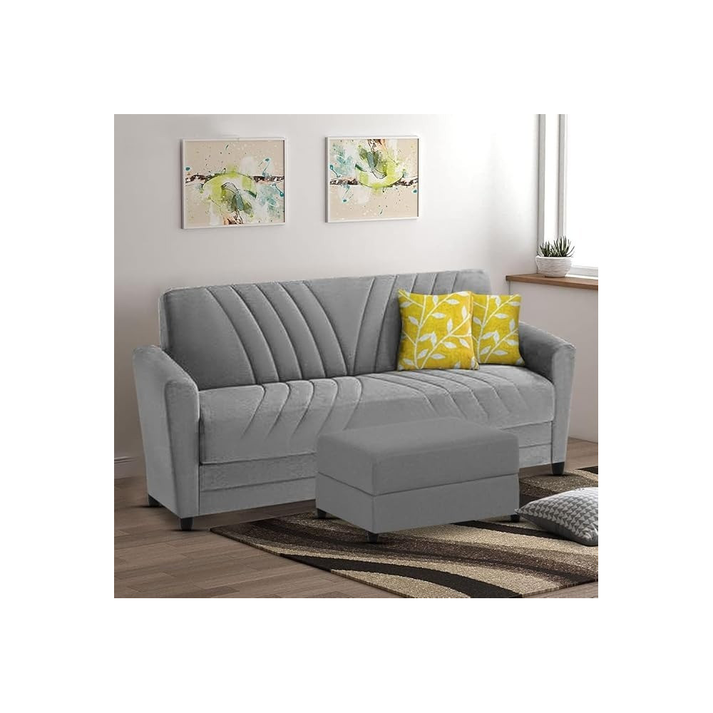 Ripple Furniture Elegance Essence 3 Seater Sofa Set With Ottoman, Grey