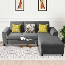 Raj Furniture Elegant 4 Seater L Shape Sofa Set For Living Room, Grey