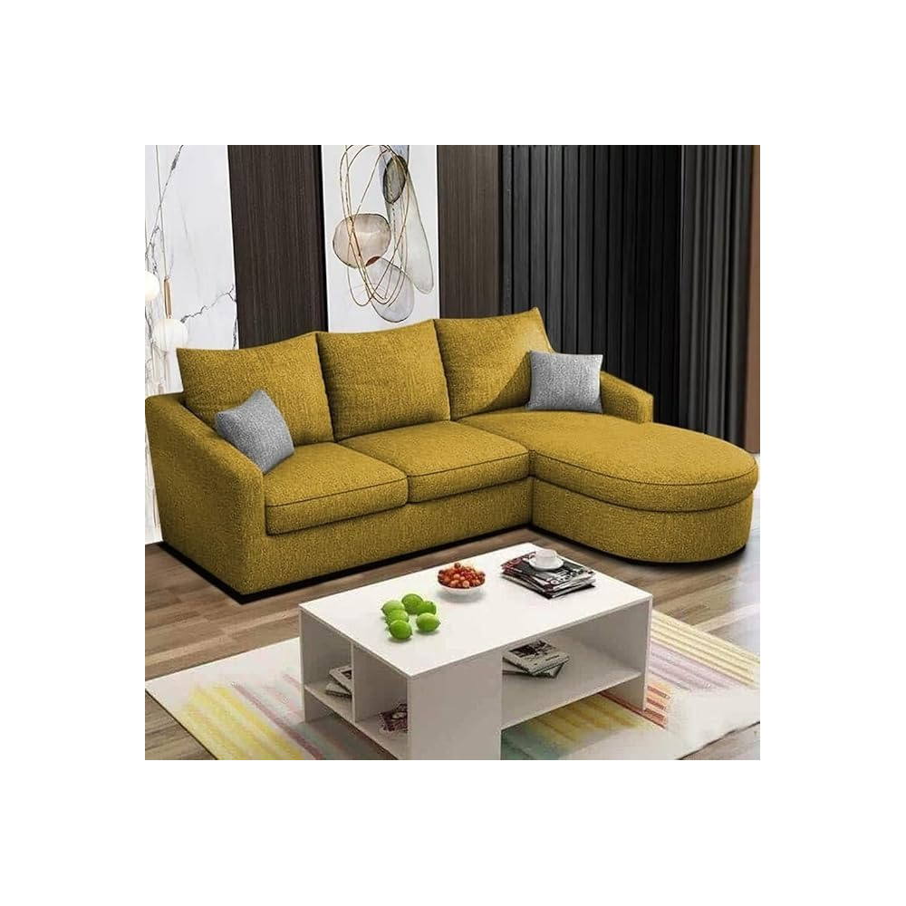 Raj Furniture 4-Seater Sofa Set For Living Room, Yellow