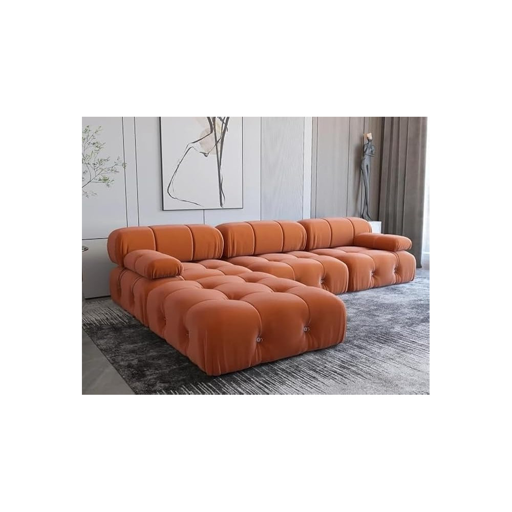 Raj Furniture Nordic L Shaped Sectional Sofa, Orange