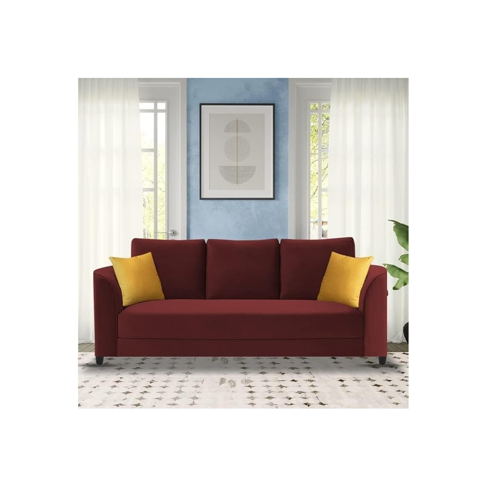 Raj Furniture Modern Elegance 3-Seater Sofa Set, Maroon