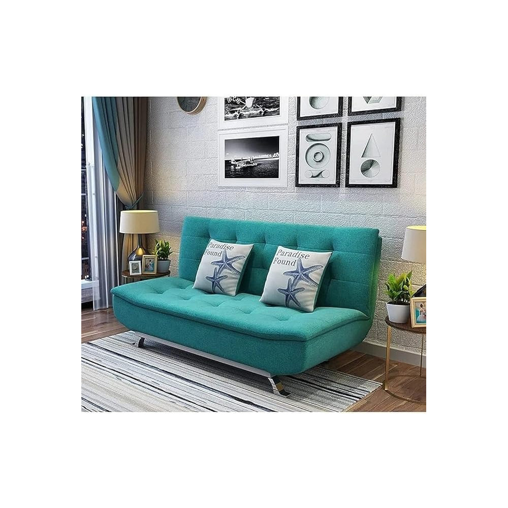 Raj Furniture Fabric Multifunction Folding Sofa Cum Bed, Turquoise