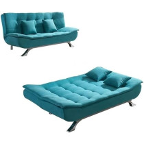 Raj Furniture Fabric Multifunction Folding Sofa Cum Bed, Turquoise