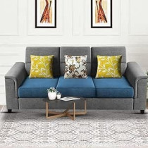 Raj Furniture Elegant 3 Seater Sofa Set For Living Room, Turquoise/Grey
