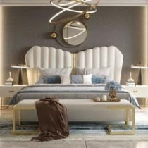 Raj Furniture Princess Modern Upholstered Bed, 45 X 50 X 100 Cm, Beige