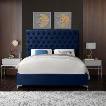 Raj Furniture Tufted Velvet Bed, 45 X 50 X 100 Cm Ottoman, Navy Blue