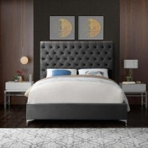 Raj Furniture Tufted Velvet Bed, 45 X 50 X 100 Cm Ottoman, Navy Blue