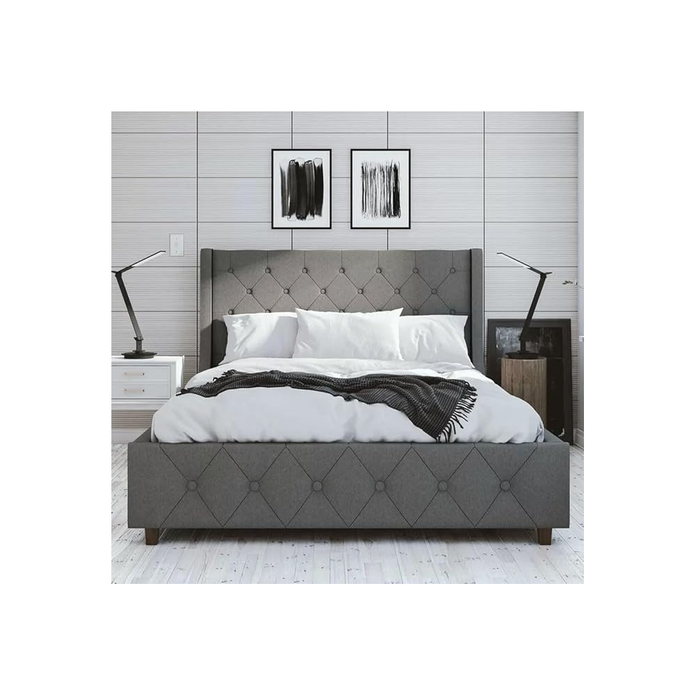 Raj Furniture Tufted Upholstered Platform Bed, 45 X 50 X 100 Cm, Multicolor