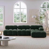 Raj Furniture Modular Sectional Sofa Velvet, 68 X 266 X 88 Cm, Green Velvet