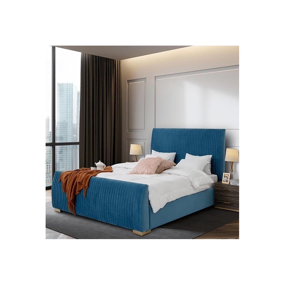 Raj Furniture Tufted Bed Frame, 45 X 50 X 100 Cm, Blue