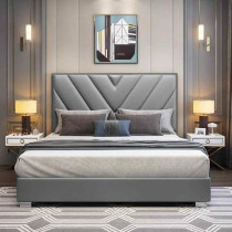 Raj Furniture Plush Velvet Bed Frame, 45 X 50 X 100 Cm, Grey