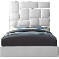 Raj Furniture Upholstered Profile Platform Bed Frame, 45 X 50 X 100 Cm, White
