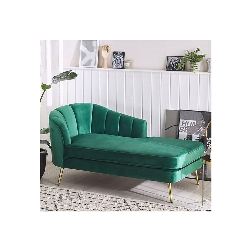 Raj Furniture Left Hand Velvet Chaise Lounge, 150 X 76 X 75 Cm, Green