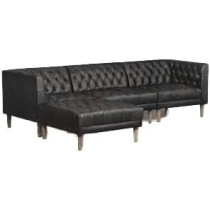 Raj Furniture Leather 3 Piece Sectional Sofa, 266 X 177 X 72 Cm, Black
