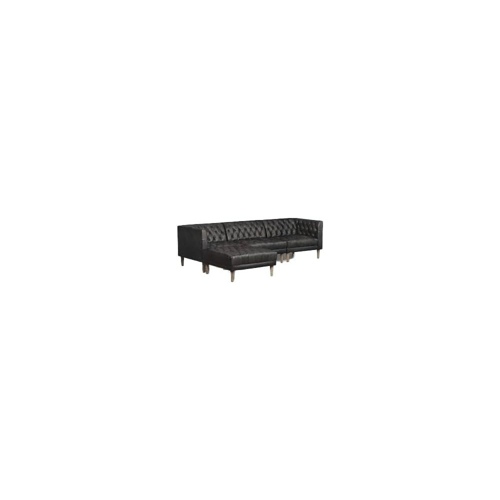 Raj Furniture Leather 3 Piece Sectional Sofa, 266 X 177 X 72 Cm, Black