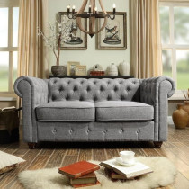 Raj Furniture Tufted Chesterfield Loveseat, 224 X 84 X 74 Cm, Grey