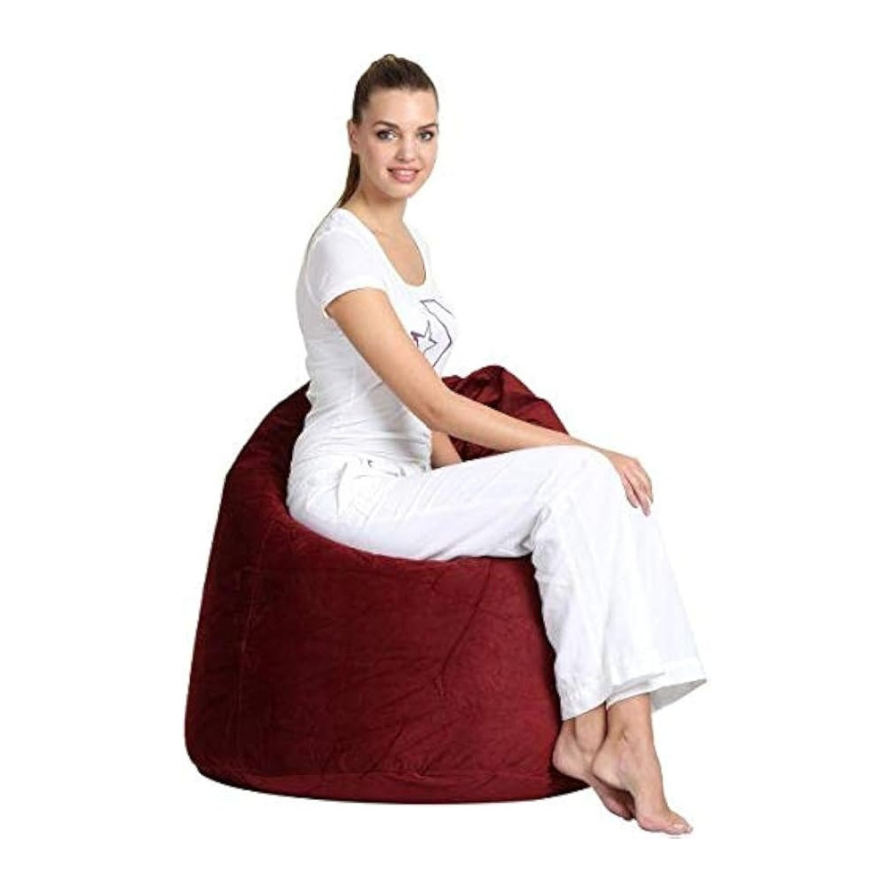 Comfy Maroon Suede Large Bean Bag
