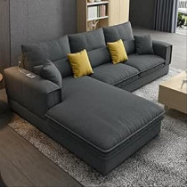 Ripple Furiture Modern, L Shape Sofa Comfort For Living Room, Right, Black