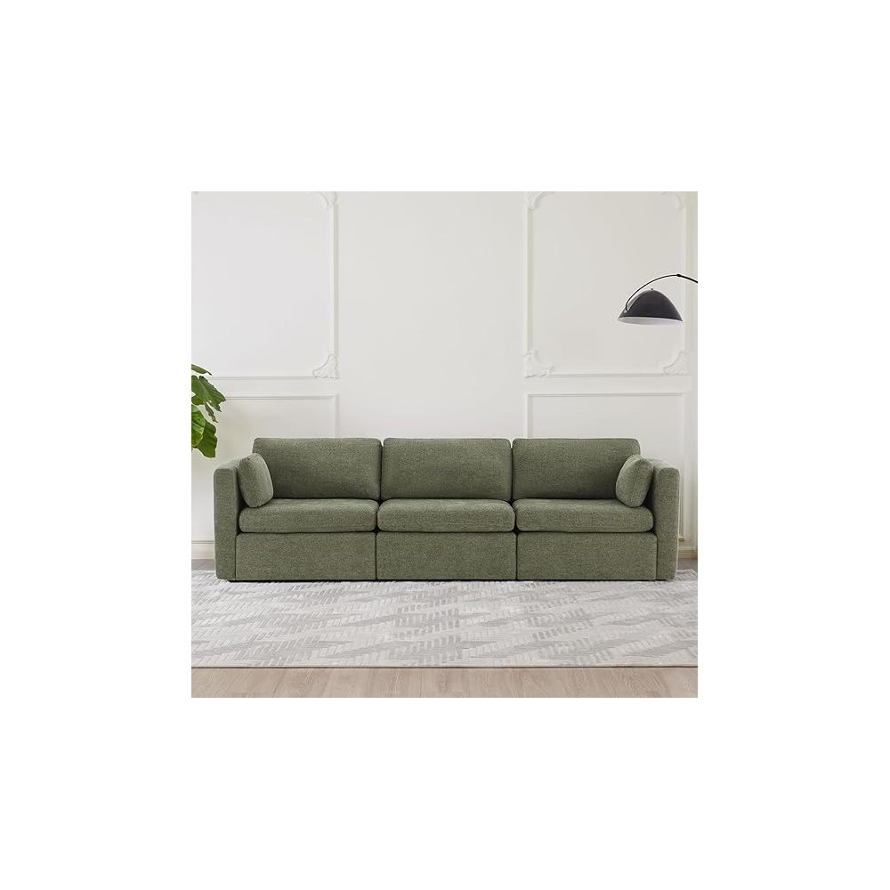 Ripple Furniture Mordern Designn New Elegant Three-Seater Sofa, Green