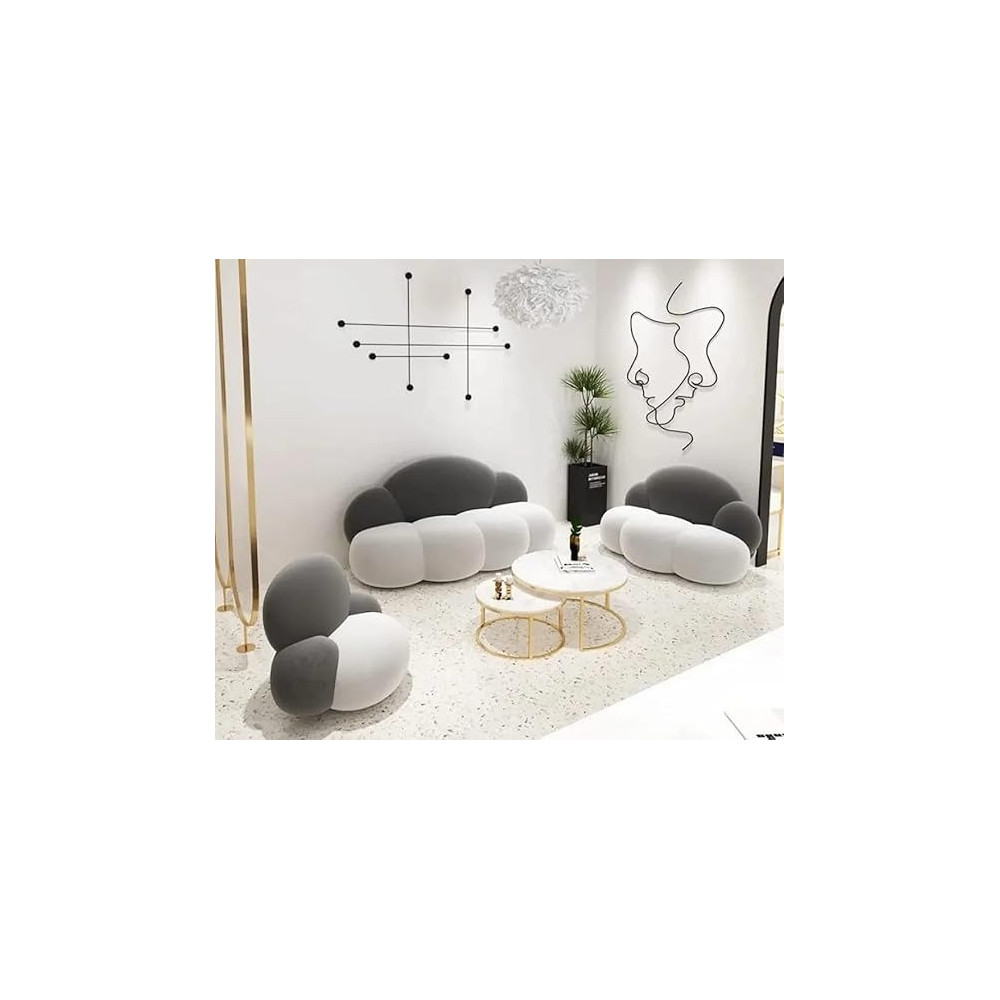 Ripple Furniture Modern Simple Living Room Fabric Sofas, Grey And White