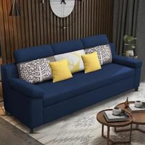 Raj Furniture Luxury 3 Seater Sofa For Living Room In Premium Fabric, Blue