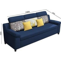 Raj Furniture Luxury 3 Seater Sofa For Living Room In Premium Fabric, Blue