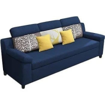 Raj Furniture Luxury 3 Seater Sofa For Living Room In Premium Fabric, Blue