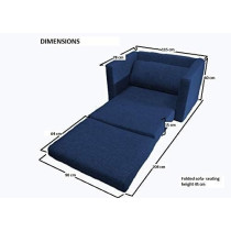 Raj Furniture Black Stallion Zetta Two Seater Sofa, Folding Bed, Floor Bed, 90 x 190Cm, Blue