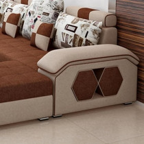 Raj Furniture Ripple Furnniture U Shape 9 Seater Modern Interchangeable Fabric Sofa Set With 4 Puffy, Right, Beige And Brown