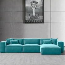 Ripple Furniture L-Shape Modern Style Luxury Home Couch, Left, Sky Blue