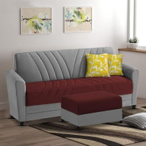 Ripple Furniture Elegance Essence 3 Seater Sofa Set With Ottoman, Maroon Grey
