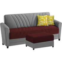 Ripple Furniture Elegance Essence 3 Seater Sofa Set With Ottoman, Maroon Grey