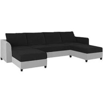 Raj Furniture Luxury 6 Seater L Shape Sofa For Living Room, Black And Grey